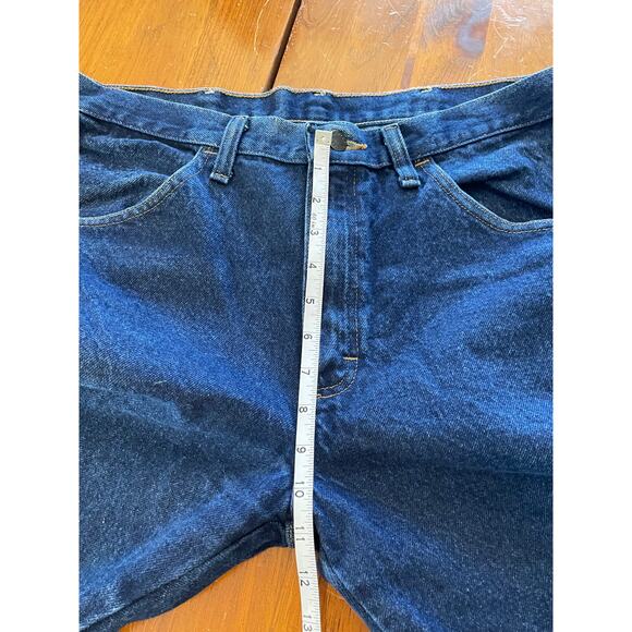 Rustler Mens Jeans 34/30 All Cotton Dark Wash Blue Denim Straight Deep Pockets - Picture 8 of 9